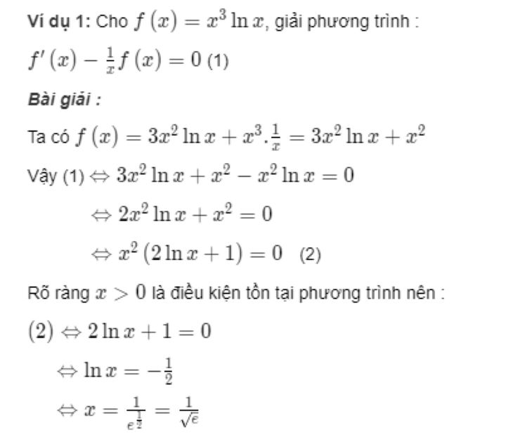 công thức đạo hàm logarit