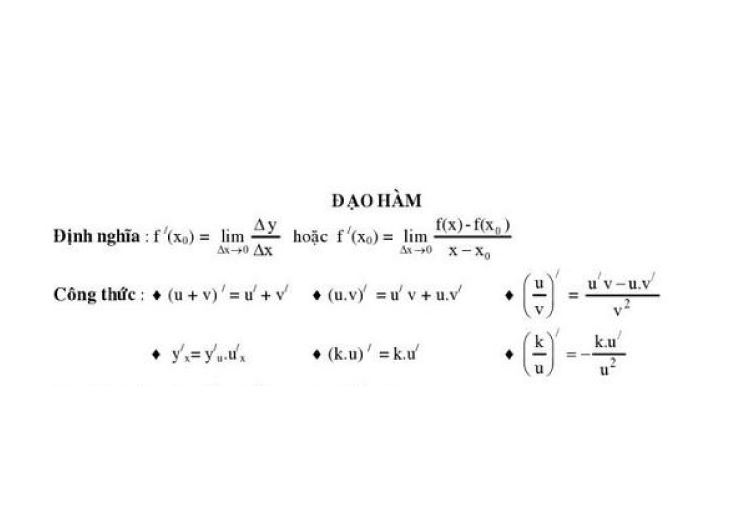 Công thức đạo hàm