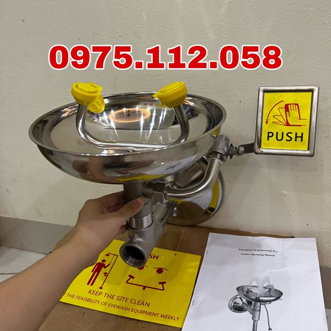 Bổn rửa mắt khẩn cấp treo tường inox 304 cao cấp